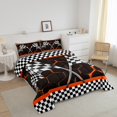 thumbnail image 3 of Erosebridal Sport Racing Checkered Bedding Toddler Comforter Set, Orange Down Comforter, Chic Honeycomb Decor, Ultra Soft 2pcs, 3 of 8