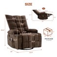thumbnail image 2 of Swivel Rocker Recliner Chair with Heat and Massage&Adjustable Footrest for Elderly Adults,360° Swivel Rocking Sofa with Handrail and Backrest &Cup Holders Overstuffed Cushion for Back Pain Relief, 2 of 6