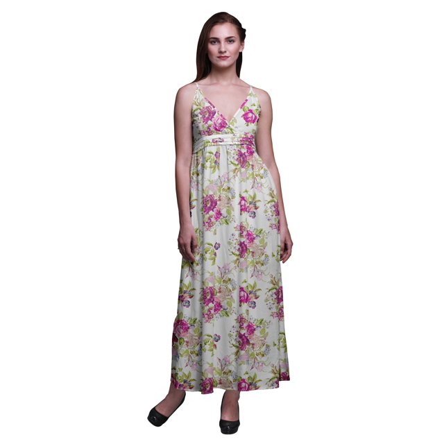Bimba Robe Longue Maxi à Bretelles Spaghetti Ajustables à Imprimé Floral, Tenue de Plage d'Été - XX-Grand