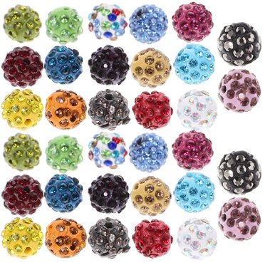 Miangastore 50Pcs Round Disco Ball Decorative Rhinestone Spacer Beads Charms for Jewelry Making