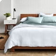 thumbnail image 3 of Bare Home Housse de Couette Sablée - Ultra Douce - Premium 1800 Collection - Ensemble 3 Pcs - Grand Lit, Blanc, 3 of 7