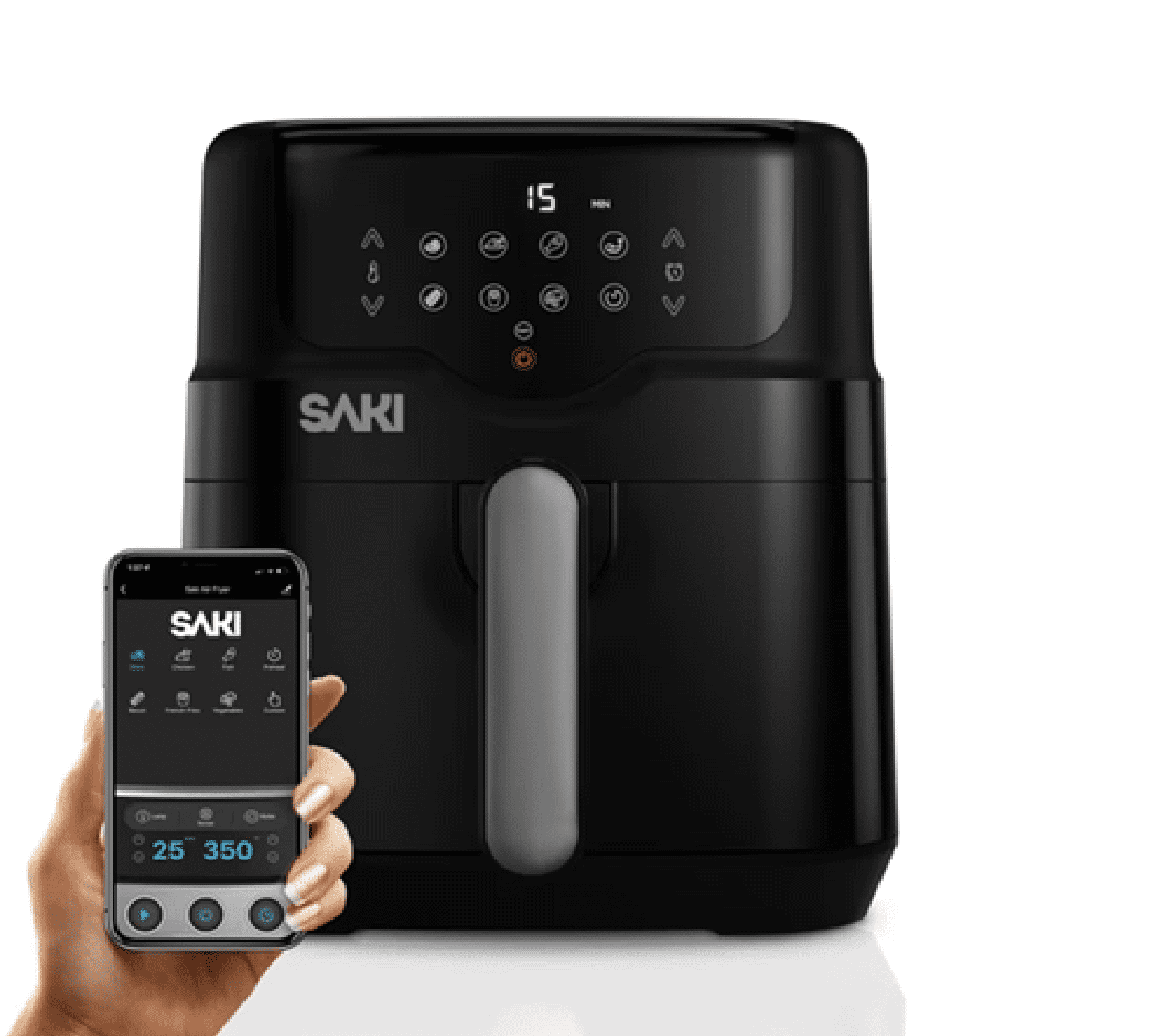 Refurbished SAKI HF-8350DT 5 Quart Smart WiFi Air Fryer, 7 Cooking Functions,  Black