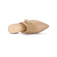 thumbnail image 4 of BLISSFUL STEP Women's Shoes Buckle Strap Pointed Toe Chunky Heel PU Vamp Mule Shoes Khaki 11, 4 of 8