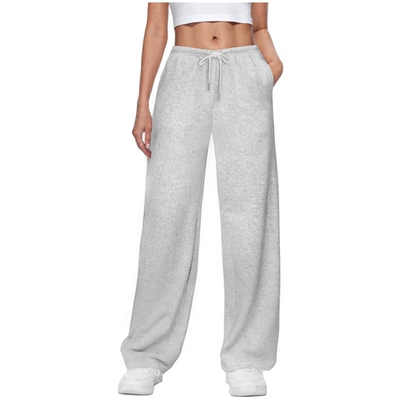 fatyb Women's Sweatpants Wide Leg Lounge Jogger Pants Casual Drawstring Open Bottom Pants with Pockets