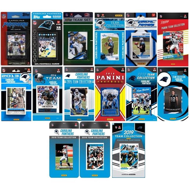 C&I Collectables PANTHERS1519TS NFL Carolina Panthers 15 Different Licensed Trading Card Team Set