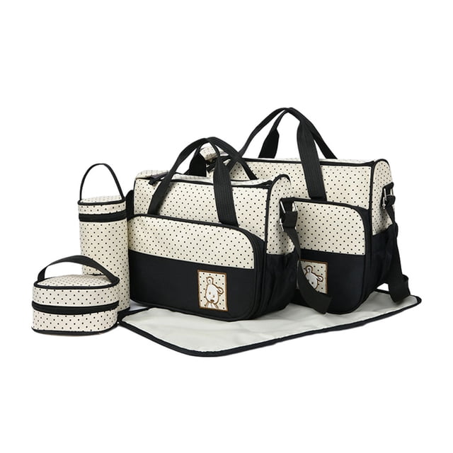 Waterproof Diaper Nappy Changing Bag Set Large Capacity Stylish Bag Sets Maternity Easy To Clean Eco-friendly Polyester black