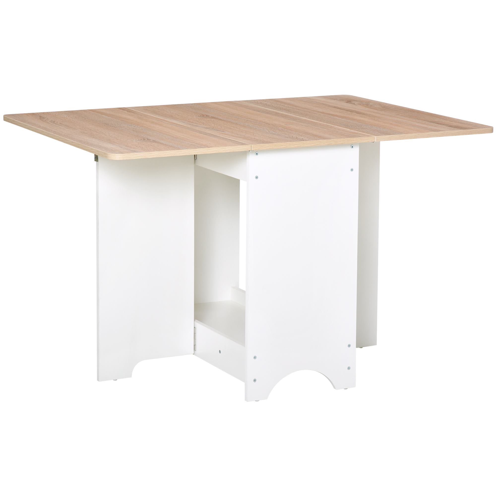 CoSoTower Foldable Dining Table, Folding Table with Storage Shelf, Drop-Leaf Kitchen Table for Dining Room, Oak