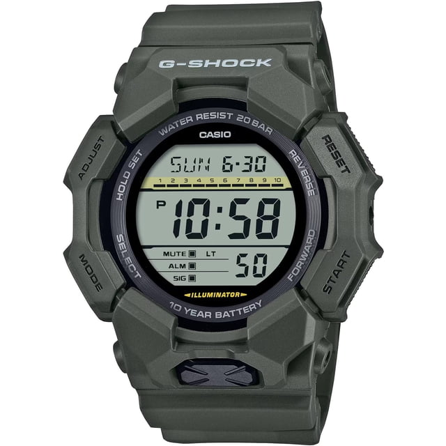 Casio GD010-3 Montre Réveil Numérique pour Homme G-Shock à Bracelet en Résine Vert