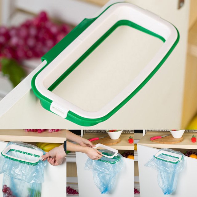 Dvkptbk Slicer Cutting Hanging Kitchen Cabinet Door Trash Rack Style Storage Garbage Bags Home & Garden