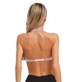thumbnail image 2 of Eandarui Womens Shell Bikini Tops Glitter Pearl Chest Chains Halter Summer Beach Rave Party Bra Top Light Pink M, 2 of 6