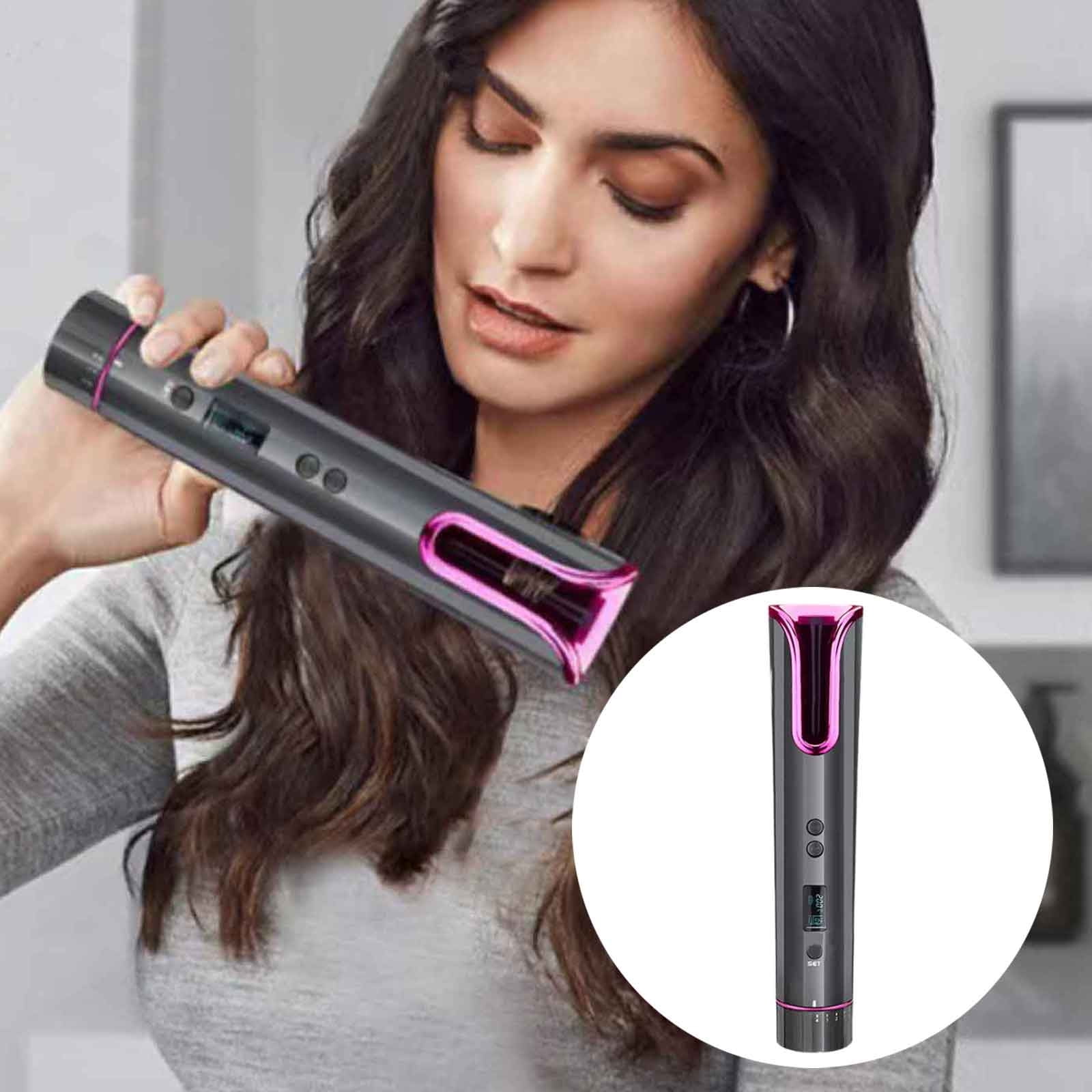 WIFKLSIIPG New Automatic Curling Wand Cordless USB Rechargeable Self Rotating Curling Auto Hair Curler Curling with Rotating Barrel for Hair Styling Waves H