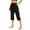 Black, variant on Bocqde Women's Plus Size Capri Pants Solid Elastic Waist Pocket Cropped Pants Summer Fashion Casual Stretchy Pants,Ladies Capris