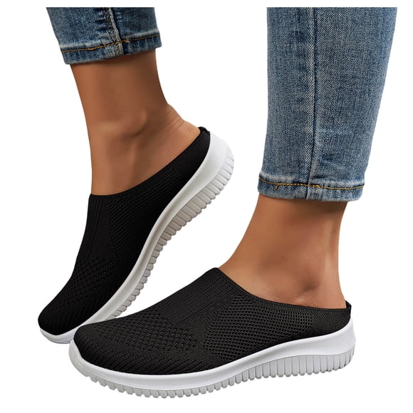 Mules Sneakers for Women Comfortable Breathable Wide Feet Mesh Slip on Walking Shoes Orthopedic Slide Sandals