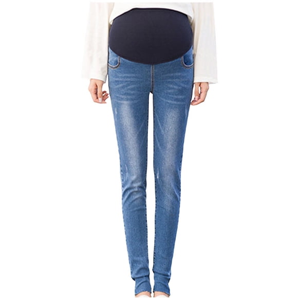 Maternity Clothes Savings! Joau Women's Maternity Jeans Over The Belly Comfy Skinny Stretchy Denim Pants Slim Fit Pregnancy Jeans with Pockets