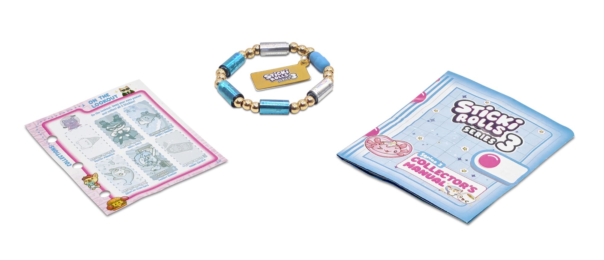 Capsule Mystère Sticki Rolls Série 3 Sticki Bands - Bracelet à Autocollants à Porter avec 50 Autocollants Kawaii, Trouvez le Bracelet en Or Ultra-Rare - Dès 5 ans