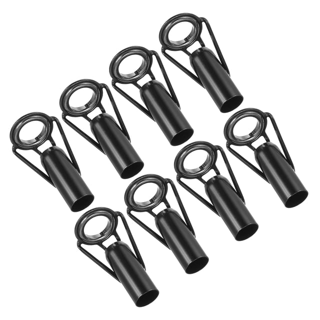 Unique Bargains Kit de Réparation d'Embout de Canne à Pêche en Acier Inoxydable 7,5 mm, Guide d'Anneau de Perche, Remplacement, Noir, Lot de 8