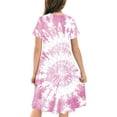 thumbnail image 4 of Robe Fille Été Patineuse Robe T-Shirt Teinture sur Nœuds Décontractée à Manches Courtes Robe Fluide pour Enfants 4-14 Ans, 4 of 6