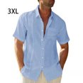 thumbnail image 5 of pitrice Men Shirt Casual Short Sleeve Breathable Replacement Button Down Solid Color Fashionable Home Dating Shirts Top Light Blue 3XL 1Set, 5 of 5