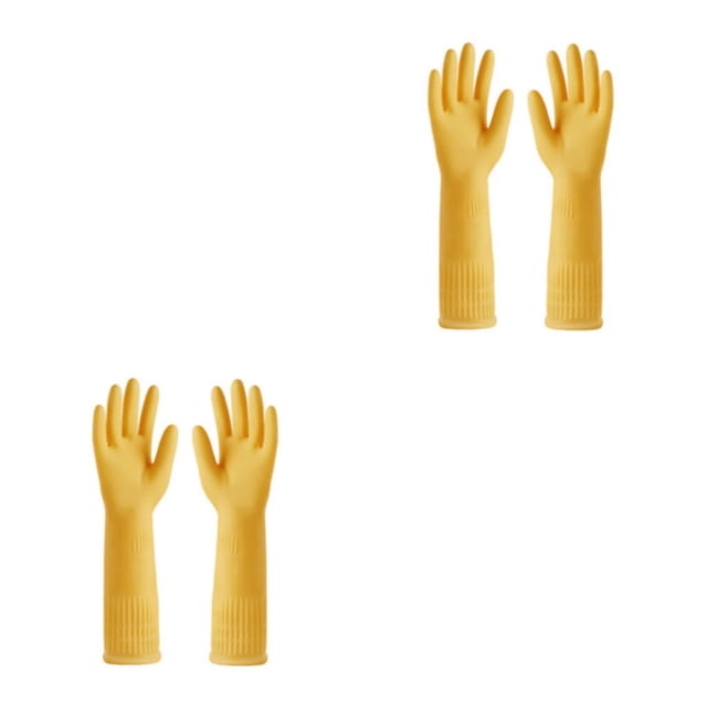 Youkk 2X Rubber Gloves Kitchen Gadget Gardening Tool Exquisite Multipurpose Yard Yellow L 2Set