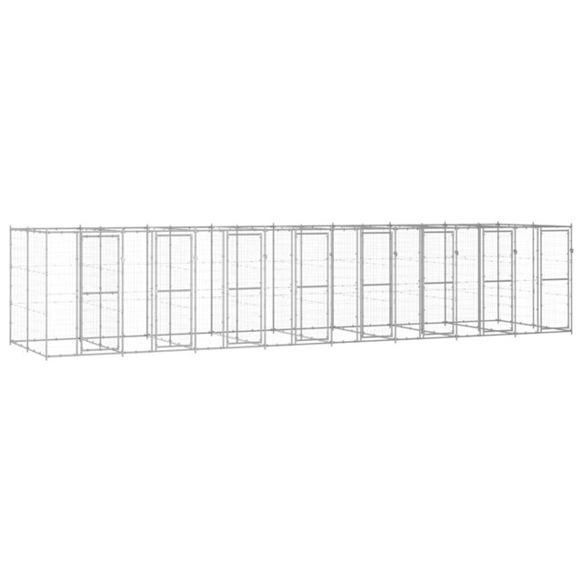 vidaXL Outdoor Dog Kennel Galvanised Steel 19.36 m²