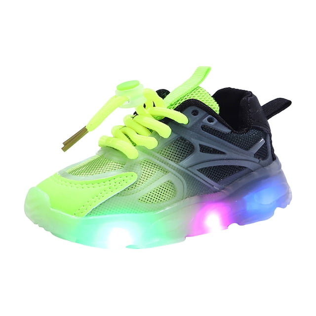 DXOUPM Toddler Light Up Shoes Girls Color Block Fashionable Mesh Sneakers for Tennis Running