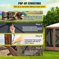 thumbnail image 4 of KFFKFF Enclosed Pavilion, 12 x 12 ft, Hexagonal Instant Outdoor Canopy with Netted Windows, Compact Transport Sack, Soil Anchors, Spacious Sunshade Shelters for Wilderness Camping, Garden and Patio, 4 of 9