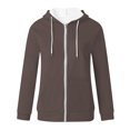 thumbnail image 1 of Timegard Chandails Molletonnés pour Femmes, Chandails à Capuchon à Cordon, Haut à Enfiler, Automne, Décontracté, Ample, Cardigan avec Poches, 1 of 4