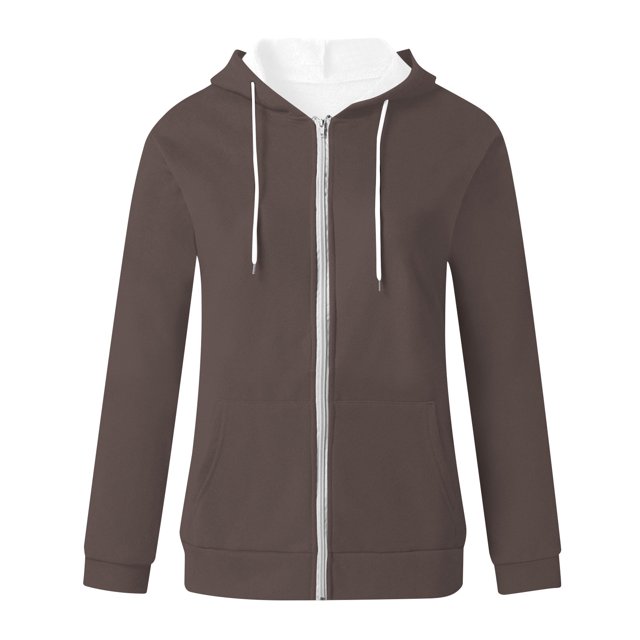 Timegard Chandails Molletonnés pour Femmes, Chandails à Capuchon à Cordon, Haut à Enfiler, Automne, Décontracté, Ample, Cardigan avec Poches