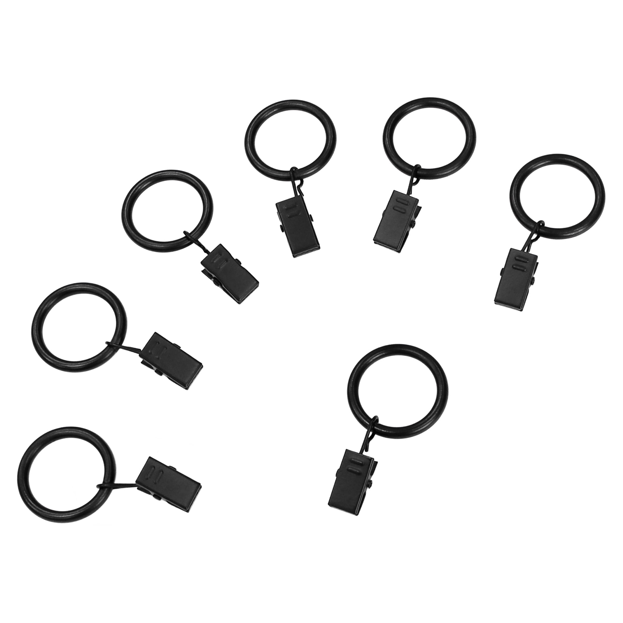 Anneaux avec pinces pour rideaux Noir mat 2,5 cm Mainstays (paquet de 7)