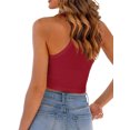 thumbnail image 3 of Kmbangi Women Ribbed Racerback Tank Tops Summer Casual Solid Color Button Sleeveless Crop T-shirt for Streetwear Club Wear, 3 of 6