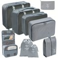 thumbnail image 1 of YOPTOP 9-Piece Set of Large Capacity Travel Pack Cubes  Lightweight Travel Luggage Organizers - Portable Clothes Storage Bags - Easygoing Casual Travel Bags - Made of Polyester,Gray 9 pieces, 1 of 7
