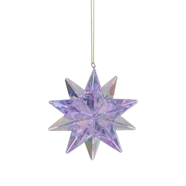 HOLIDAY TIME 3.25 Inch Lavender Iridescent Star Christmas Ornament, 100% PP Hanging Tree Decor
