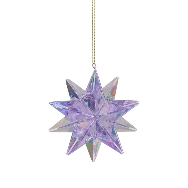HOLIDAY TIME 3.25 Inch Lavender Iridescent Star Christmas Ornament, 100% PP Hanging Tree Decor