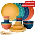 thumbnail image 1 of LOVEVER [Vaisselle Réutilisable] Ensemble de 24 Assiettes et Gobelets en Plastique Incassables Réutilisables pour 8 Personnes Ensemble de Vaisselle en Paille de Blé / Ensemble de Vaisselle Compatible Lave-Vaisselle Micro-Ondes - Convient au Camping et au VR, 1 of 7