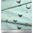 thumbnail image 3 of Soimoi Green polyester Crepe Fabric Mustache Face Print Fabric by The Yard 42 Inch Wide, 3 of 3
