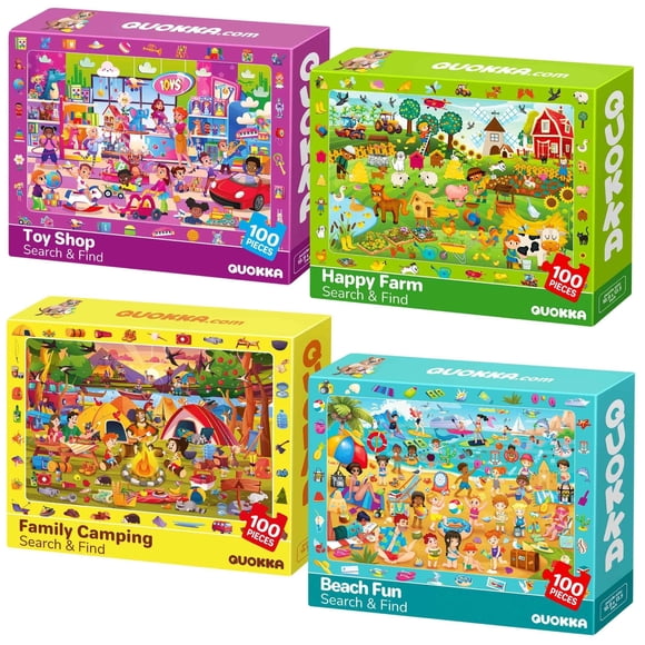 QUOKKA 100 Piece Puzzles for Kids Ages 4-6 - Search and Find Kids Puzzles Ages 5-8 - Educational Activity Toy Gift