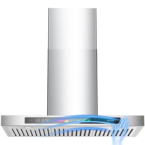 BRANO 36 Inch Wall Mount Range Hood Stainless Steel 900 CFM with Voice/Gesture/Touch Control, 4 Speed Exhaust Fan