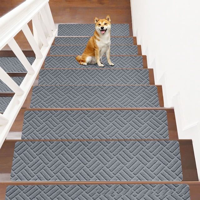 EGNMCR Bathroom Rugs 10PCS Large Size No Slip Carpet Stair Treads Non Slippery Rug Slip Resistive Indoor Runner For Kids Elders And Pet With Reusable Adhesive Easy To Clean Polyester stair mats