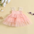 thumbnail image 4 of Toddler Baby Girls Party Dress 3D Flower Ruffle Sleeveless A-line Princess Dresses, 4 of 8