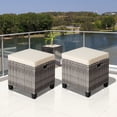 thumbnail image 1 of Costway Lot de 2 Poufs de Patio en Rotin avec Coussins, Repose-Pieds, Table, Beige, 1 of 10
