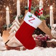 thumbnail image 2 of Christmas Tree Decorative Socks With Embroidered Initial Letters Red Green White Knit Stockings, 2 of 2
