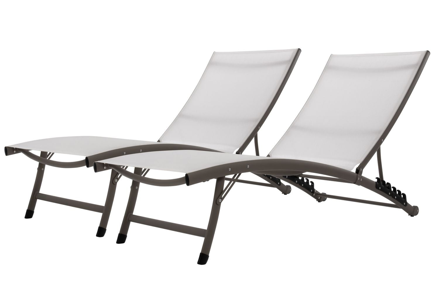 Clearwater 6 position en aluminium Lounger w/Wheel 2PC Set-Pearl