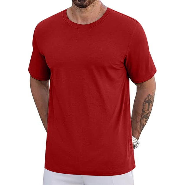 Gspmoly T-Shirt pour Homme, T-Shirt à Manches Courtes pour Homme T-Shirt Décontracté Uni Version Filet Col Rond Manches Courtes Version Légère Haut/chemise à Manches Courtes à Col Rond pour Homme Haut Offres Prime