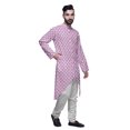 thumbnail image 2 of Atasi Kurta à Manches Longues Imprimé, Boutonné, Asymétrique, Kurta de Designer pour Garçons, 2 of 5