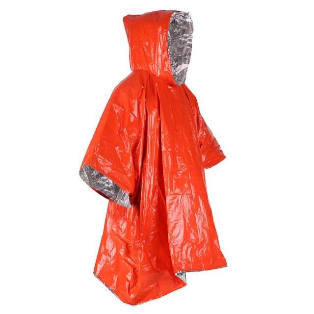 Amdohai Imperméable d'Urgence Orange Film en Aluminium Poncho Jetable Isolation contre le Froid Vêtement de Pluie