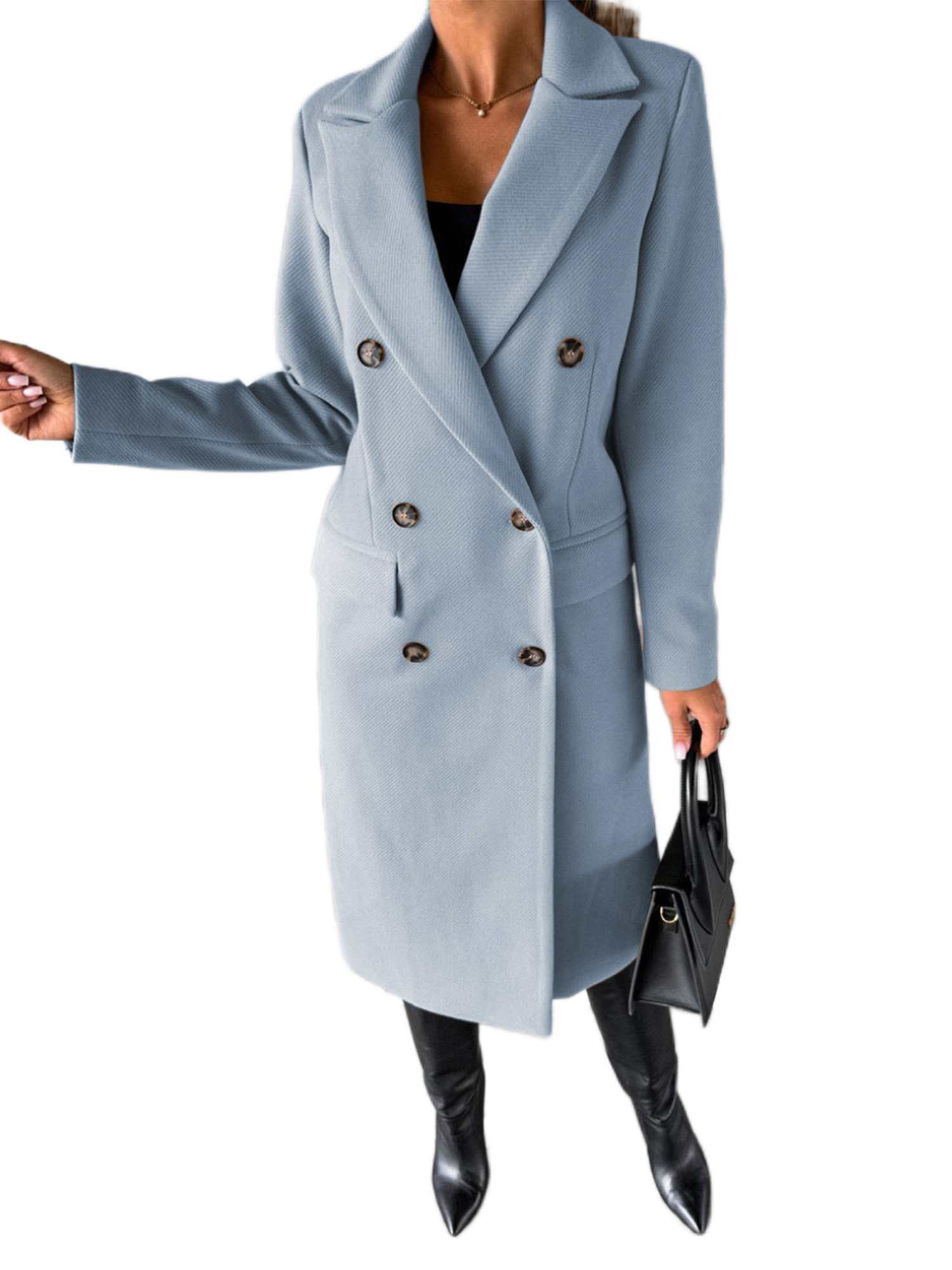MAWCLOS Manteaux Classiques Unis pour Femmes Vacances à Revers Bleu Ciel P