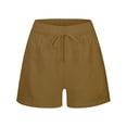 thumbnail image 2 of Girls Summer Linen Shorts Kids Casual Drawstring Elastic Waist Beach Short Pants With Pockets, 2 of 6