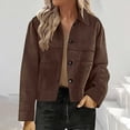 thumbnail image 1 of Plus Size Suede Jackets For Women 2025 Casual Button Down Cropped Jacket Fall Long Sleeve Outerwear Coats Work Clothes, 1 of 8