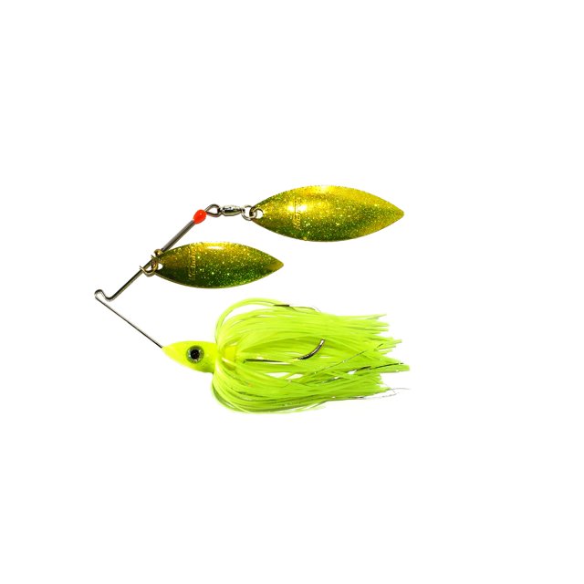 Nichols Lures Pulsator Flocons Métalliques Double Willow Spinnerbait, Chartreuse Transparente, 3/8 Onces