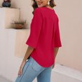 thumbnail image 4 of Timegard Tops for Women Petal 1/2 Sleeve Ruffle V-Neck Back Ruched Comfy Tee Summer Beach Casual Loose Top, 4 of 6